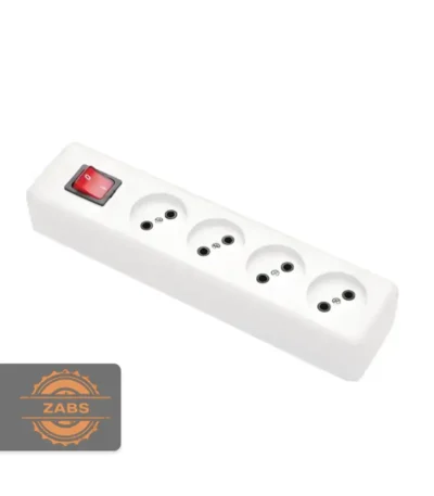 پریز سیار 4 خانه بدون ارت با کلید پارت الکتریک مدل نیک