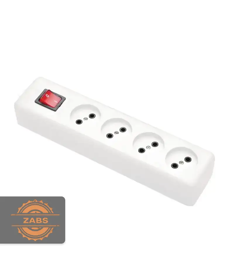 307 پریز سیار 4 خانه بدون ارت با کلید پارت الکتریک مدل نیک