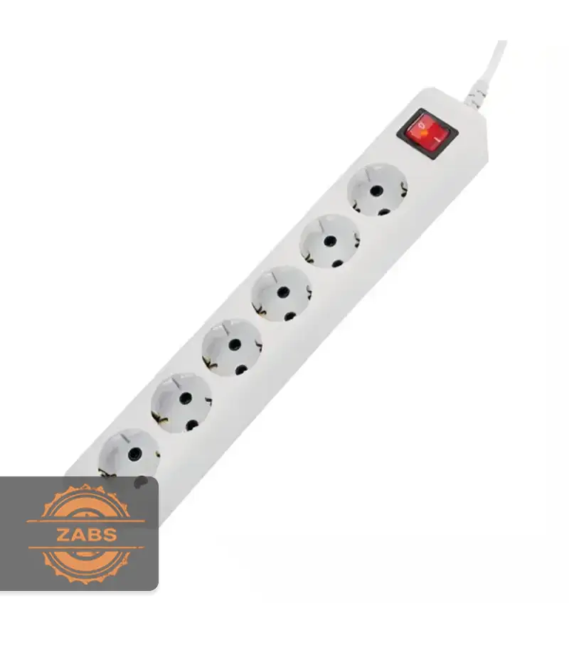 657 پریز سیار 6 خانه ارت دار با کلید پارت الکتریک مدل شهاب