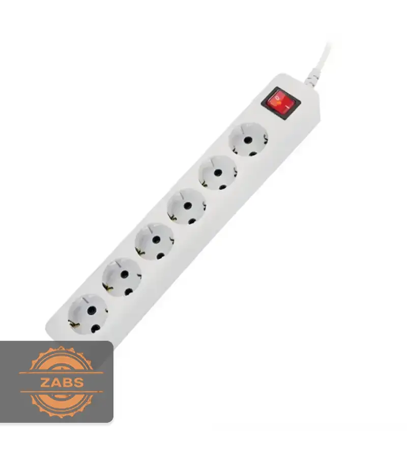 986 پریز سیار 6 خانه ارت دار با کلید پارت الکتریک مدل نیک